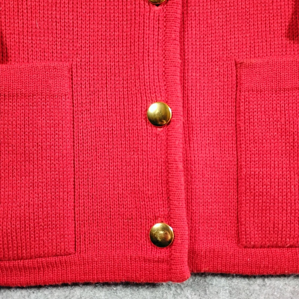 Dayne Taylor Vintage Red Ribbed Cardigan Sweater Gold Buttons Collar M - Picture 2 of 8